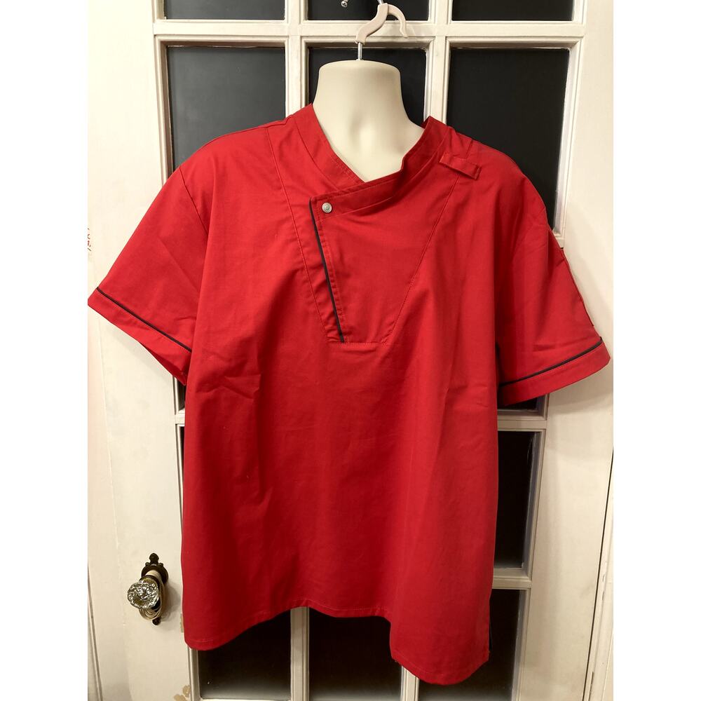 Chefwear Red & Gray Chef Shirt, Men's Size XL